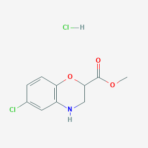 molecular formula C10H11Cl2NO3 B14043315 methyl 6-chloro-3,4-dihydro-2H-benzo[b][1,4]oxazine-2-carboxylate hydrochloride 