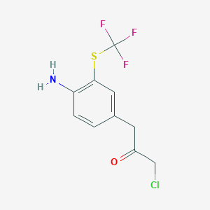 molecular formula C10H9ClF3NOS B14043332 1-(4-Amino-3-(trifluoromethylthio)phenyl)-3-chloropropan-2-one 