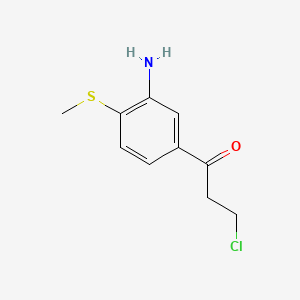 molecular formula C10H12ClNOS B14043333 1-(3-Amino-4-(methylthio)phenyl)-3-chloropropan-1-one 