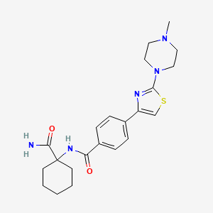 molecular formula C22H29N5O2S B14043340 N-(1-Carbamoylcyclohexyl)-4-(2-(4-methylpiperazin-1-yl)thiazol-4-yl)benzamide 