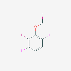 molecular formula C7H4F2I2O B14043344 1,4-Diiodo-2-fluoro-3-(fluoromethoxy)benzene 