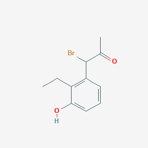 molecular formula C11H13BrO2 B14043384 1-Bromo-1-(2-ethyl-3-hydroxyphenyl)propan-2-one 