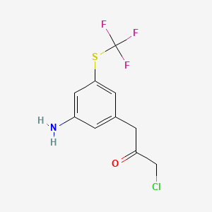 molecular formula C10H9ClF3NOS B14043491 1-(3-Amino-5-(trifluoromethylthio)phenyl)-3-chloropropan-2-one 