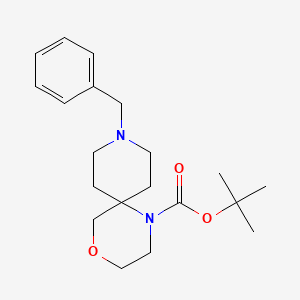 molecular formula C20H30N2O3 B14043527 Tert-butyl 9-benzyl-4-oxa-1,9-diazaspiro[5.5]undecane-1-carboxylate 