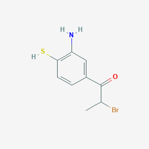 molecular formula C9H10BrNOS B14043533 1-(3-Amino-4-mercaptophenyl)-2-bromopropan-1-one 