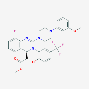 molecular formula C30H30F4N4O4 B14043590 4-Quinazolineacetic acid, 8-fluoro-3,4-dihydro-2-[4-(3-methoxyphenyl)-1-piperazinyl]-3-[2-methoxy-5-(trifluoromethyl)phenyl]-, methyl ester, (4S)- 