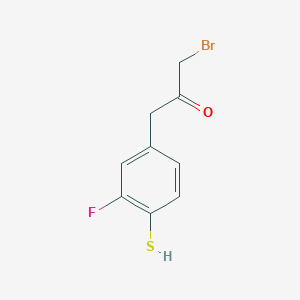 molecular formula C9H8BrFOS B14043591 1-Bromo-3-(3-fluoro-4-mercaptophenyl)propan-2-one 