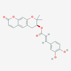 molecular formula C23H20O7 B14043634 [(3S)-2,2-dimethyl-8-oxo-3,4-dihydropyrano[3,2-g]chromen-3-yl] (E)-3-(3,4-dihydroxyphenyl)prop-2-enoate 