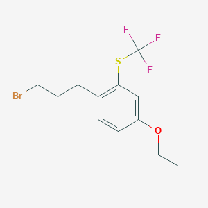 molecular formula C12H14BrF3OS B14043655 1-(3-Bromopropyl)-4-ethoxy-2-(trifluoromethylthio)benzene 