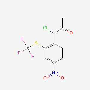 molecular formula C10H7ClF3NO3S B14043703 1-Chloro-1-(4-nitro-2-(trifluoromethylthio)phenyl)propan-2-one 