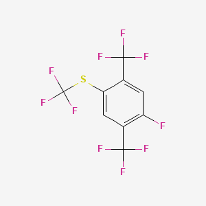 molecular formula C9H2F10S B14043725 1,4-Bis(trifluoromethyl)-2-fluoro-5-(trifluoromethylthio)benzene 