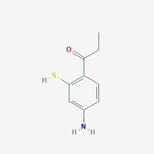 molecular formula C9H11NOS B14043767 1-(4-Amino-2-mercaptophenyl)propan-1-one 