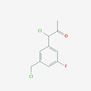 molecular formula C10H9Cl2FO B14043819 1-Chloro-1-(3-(chloromethyl)-5-fluorophenyl)propan-2-one 