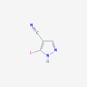 molecular formula C4H2IN3 B1404387 3-碘-1H-吡唑-4-甲腈 CAS No. 827316-44-9