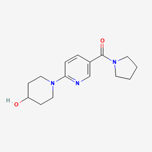 molecular formula C15H21N3O2 B1404390 吡咯烷，1-[[6-(4-羟基-1-哌啶基)-3-吡啶基]羰基]- CAS No. 749898-76-8