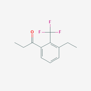 molecular formula C12H13F3O B14043900 1-(3-Ethyl-2-(trifluoromethyl)phenyl)propan-1-one 