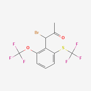 molecular formula C11H7BrF6O2S B14043908 1-Bromo-1-(2-(trifluoromethoxy)-6-(trifluoromethylthio)phenyl)propan-2-one 