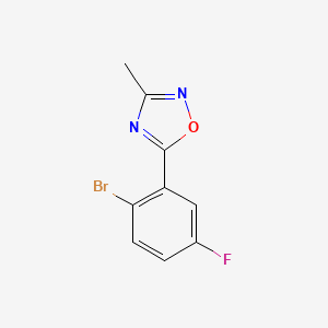 molecular formula C9H6BrFN2O B14043916 5-(2-Bromo-5-fluorophenyl)-3-methyl-1,2,4-oxadiazole 