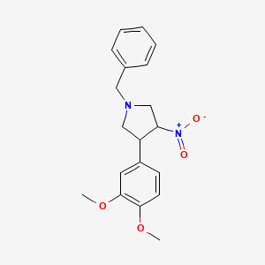 molecular formula C19H22N2O4 B14043982 1-Benzyl-3-(3,4-dimethoxyphenyl)-4-nitropyrrolidine 