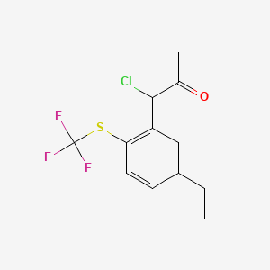 molecular formula C12H12ClF3OS B14044007 1-Chloro-1-(5-ethyl-2-(trifluoromethylthio)phenyl)propan-2-one 