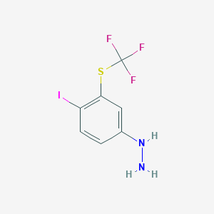 molecular formula C7H6F3IN2S B14044052 1-(4-Iodo-3-(trifluoromethylthio)phenyl)hydrazine 