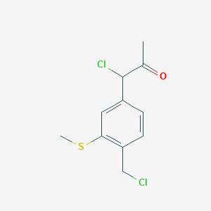 molecular formula C11H12Cl2OS B14044089 1-Chloro-1-(4-(chloromethyl)-3-(methylthio)phenyl)propan-2-one 