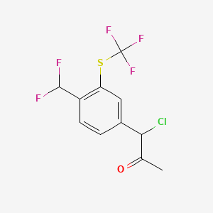 molecular formula C11H8ClF5OS B14044099 1-Chloro-1-(4-(difluoromethyl)-3-(trifluoromethylthio)phenyl)propan-2-one 