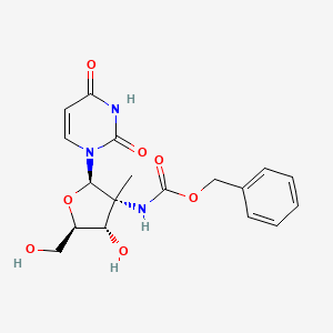 molecular formula C18H21N3O7 B14044100 Benzyl ((2R,3R,4S,5R)-2-(2,4-dioxo-3,4-dihydropyrimidin-1(2H)-yl)-4-hydroxy-5-(hydroxymethyl)-3-methyltetrahydrofuran-3-yl)carbamate 