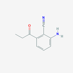 molecular formula C10H10N2O B14044119 1-(3-Amino-2-cyanophenyl)propan-1-one 