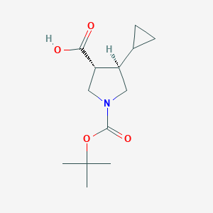 molecular formula C13H21NO4 B14044162 trans-1-(Tert-butoxycarbonyl)-4-cyclopropylpyrrolidine-3-carboxylic acid 