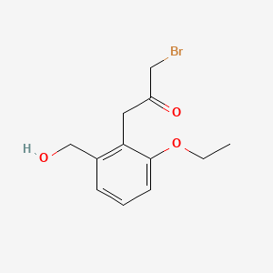 molecular formula C12H15BrO3 B14044173 1-Bromo-3-(2-ethoxy-6-(hydroxymethyl)phenyl)propan-2-one 