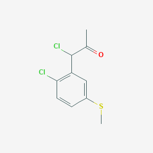 molecular formula C10H10Cl2OS B14044204 1-Chloro-1-(2-chloro-5-(methylthio)phenyl)propan-2-one 