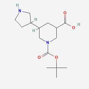 molecular formula C15H26N2O4 B14044209 1-(Tert-butoxycarbonyl)-5-(pyrrolidin-3-yl)piperidine-3-carboxylic acid 