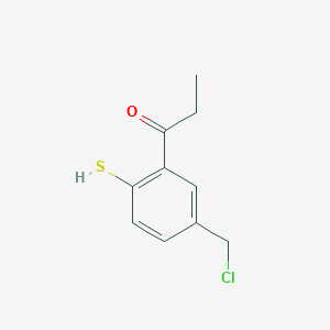 molecular formula C10H11ClOS B14044215 1-(5-(Chloromethyl)-2-mercaptophenyl)propan-1-one 