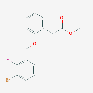 molecular formula C16H14BrFO3 B14044271 Methyl 2-(2-((3-bromo-2-fluorobenzyl)oxy)phenyl)acetate 