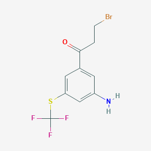 molecular formula C10H9BrF3NOS B14044285 1-(3-Amino-5-(trifluoromethylthio)phenyl)-3-bromopropan-1-one 