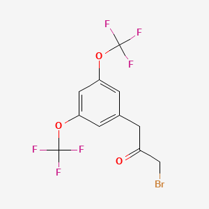 molecular formula C11H7BrF6O3 B14044315 1-(3,5-Bis(trifluoromethoxy)phenyl)-3-bromopropan-2-one 