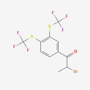 molecular formula C11H7BrF6OS2 B14044320 1-(3,4-Bis(trifluoromethylthio)phenyl)-2-bromopropan-1-one 