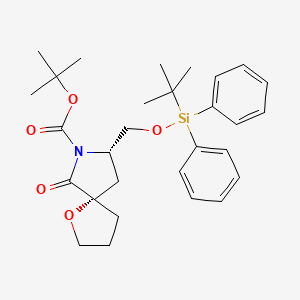 molecular formula C29H39NO5Si B14044326 1-Oxa-7-azaspiro[4.4]nonane-7-carboxylic acid, 8-[[[(1,1-dimethylethyl)diphenylsilyl]oxy]methyl]-6-oxo-, 1,1-dimethylethyl ester, (5S,8S)- 