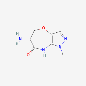 molecular formula C7H10N4O2 B14044342 6-Amino-1-methyl-1,5,6,8-tetrahydro-7H-pyrazolo[4,3-B][1,4]oxazepin-7-one 