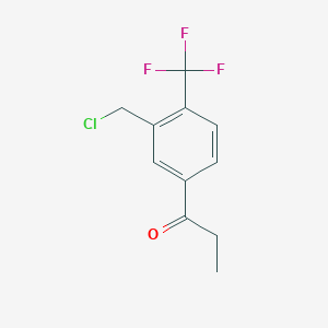 molecular formula C11H10ClF3O B14044366 1-(3-(Chloromethyl)-4-(trifluoromethyl)phenyl)propan-1-one 