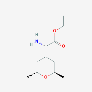 molecular formula C11H21NO3 B14044431 (S)-Ethyl 2-amino-2-((2R,6R)-2,6-dimethyltetrahydro-2H-pyran-4-yl)acetate 