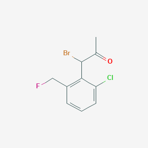 molecular formula C10H9BrClFO B14044502 1-Bromo-1-(2-chloro-6-(fluoromethyl)phenyl)propan-2-one 