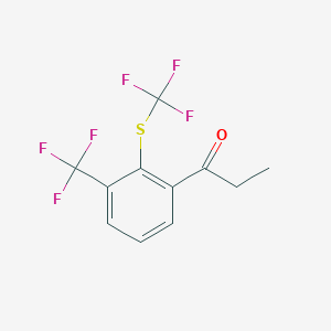 molecular formula C11H8F6OS B14044515 1-(3-(Trifluoromethyl)-2-(trifluoromethylthio)phenyl)propan-1-one 