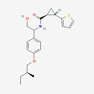 molecular formula C21H27NO3S B14044522 (1S,2S)-N-(2-hydroxy-1-(4-((S)-2-methylbutoxy)phenyl)ethyl)-2-(thiophen-2-yl)cyclopropanecarboxamide 