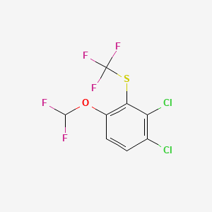 molecular formula C8H3Cl2F5OS B14044560 1,2-Dichloro-4-difluoromethoxy-3-(trifluoromethylthio)benzene 