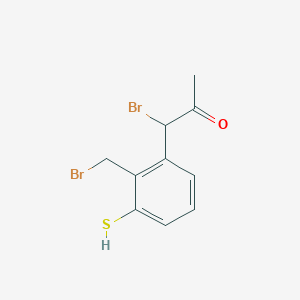 molecular formula C10H10Br2OS B14044561 1-Bromo-1-(2-(bromomethyl)-3-mercaptophenyl)propan-2-one 