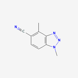 molecular formula C9H8N4 B14044574 1,4-Dimethyl-1H-1,2,3-benzotriazole-5-carbonitrile 