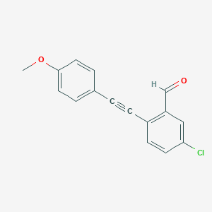 molecular formula C16H11ClO2 B14044581 5-Chloro-2-((4-methoxyphenyl)ethynyl)benzaldehyde 