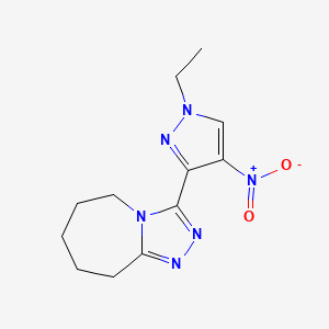 molecular formula C12H16N6O2 B1404460 3-(1-ethyl-4-nitro-1H-pyrazol-3-yl)-6,7,8,9-tetrahydro-5H-[1,2,4]triazolo[4,3-a]azepine CAS No. 1245772-81-9